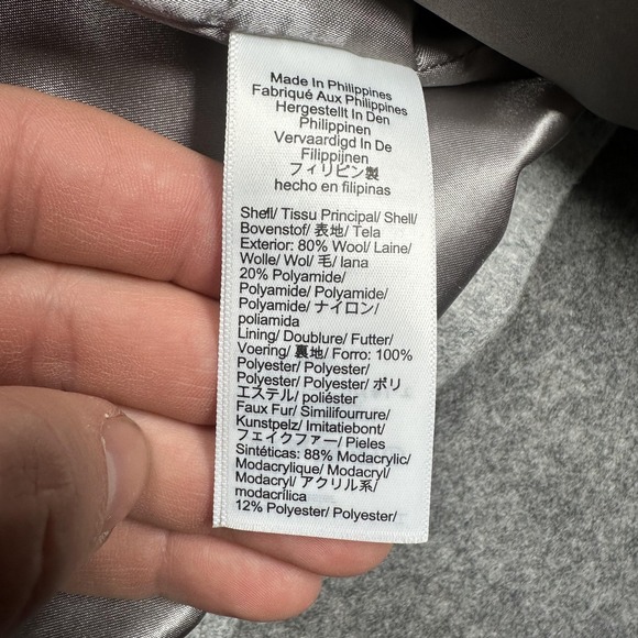 J.Crew Chateau Parka Coat Womens 16 Gray Italian Stadium Cloth Nello Gori Fur - Picture 14 of 16